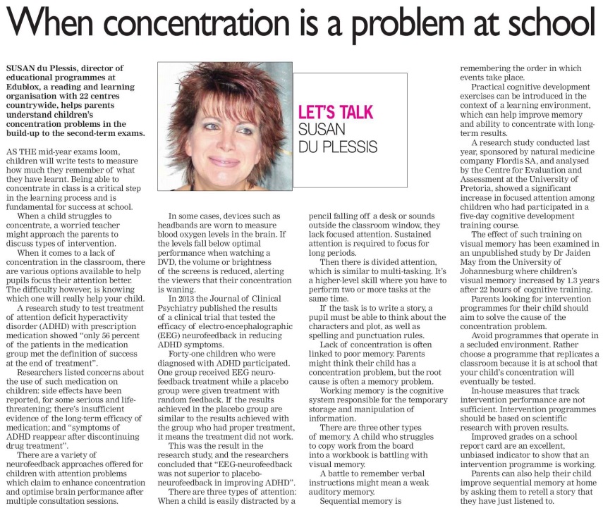 When Concentration Is a Problem at School