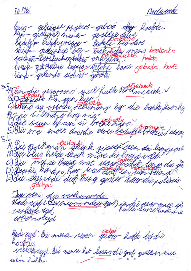 �n Voorbeeld uit Robert se skoolskrif, Mei 2011